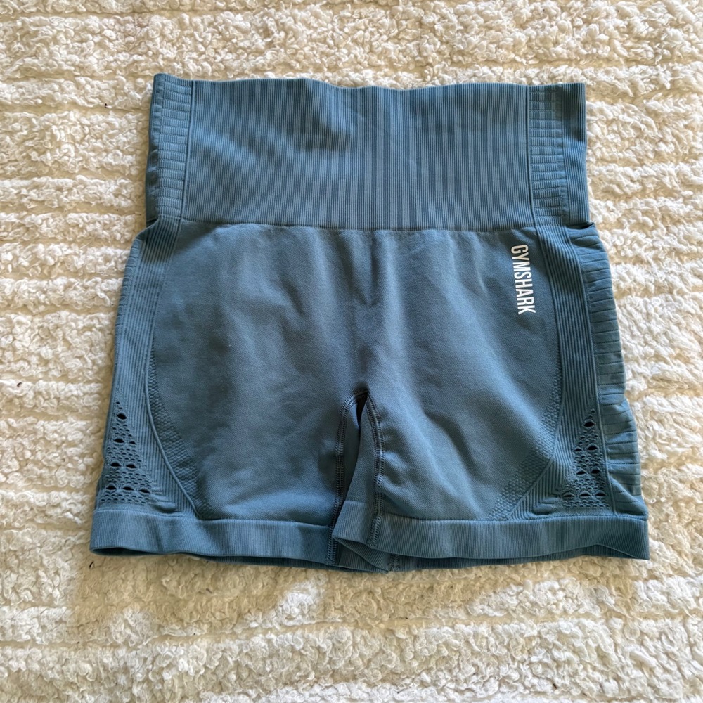 Gymshark Energy+ Seamless‎ Shorts Blue Teal High Waisted Athletic Workout Small